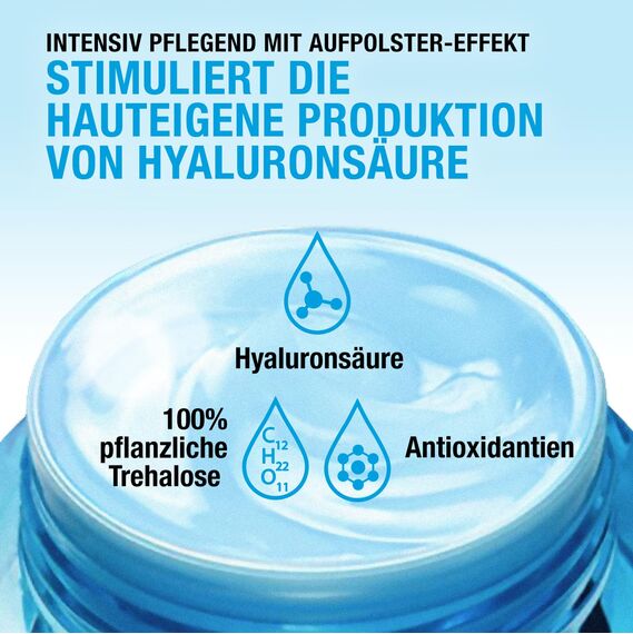 Neutrogena Hydro Boost Aqua Intensivpflege, feuchtigkeitsspendende Gesichtspflege mit Hyaluronsäure und Antioxidantien, Tagescreme mit Aufpolster-Effekt, Gesichtscreme für trockene Haut 50 ml