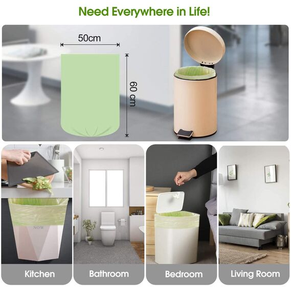 Kompostierbare Müllbeutel 20l, Biomüllbeutel 4-6 Gallonen 100 Zählungen, Dicker Abbaubarer Müllsack kompostierbar Für Lebensmittel-/Haushalts-/Gartenabfälle in Küche-/Büro-/Haushalt-/ Haustier