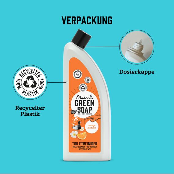 Marcel's Green Soap WC-Reiniger Orange & Jasmin – Toilettenreiniger ohne Chlor/Bleichmittel – entkalkend, gegen Urinstein – vegan & 98% biologisch abbaubar – 750 ml