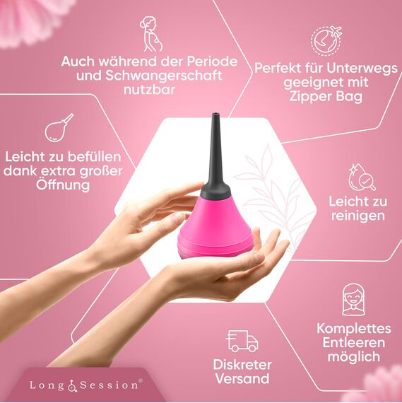 Long.Session Analdusche für Analverkehr mit Anti-Rückfluss Funktion für maximale Hygiene (240 ml), AKTIONSPREIS, Analdusche für Frau, Klistier zur Darmspülung, Intimdusche