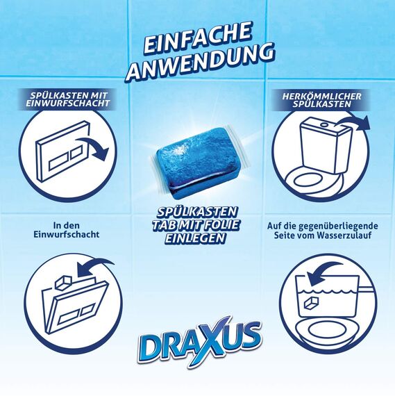 DRAXUS 30x Spülkasten Tabs, Wasserkastenwürfel für den Spülkasten im Vorratspack, WC Tabs färben das Wasser blau, Sorgen für Frische und Sauberkeit