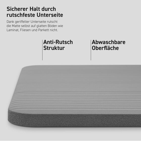 MSPORTS Gymnastikmatte Premium inkl. Tragegurt + Übungsposter + Workout App I Hautfreundliche Fitnessmatte 190 x 80 x 1,5 cm - Anthrazit - Phthalatfreie Yogamatte