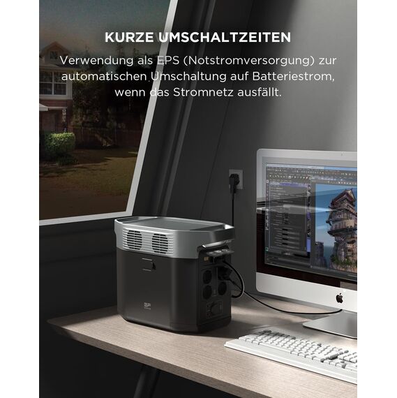 EF ECOFLOW Delta 2 Tragbare Powerstation 1024Wh, Solar Generator LiFePO4-Batterie, erweiterbarer Kapazität bis zu 3kWh, Schnellladung von 0-80% in 50 Mins, Notstromaggregat für Camping, Wohnmobile