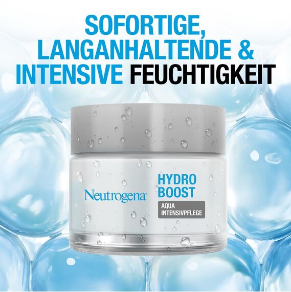 Neutrogena Hydro Boost Aqua Intensivpflege, feuchtigkeitsspendende Gesichtspflege mit Hyaluronsäure und Antioxidantien, Tagescreme mit Aufpolster-Effekt, Gesichtscreme für trockene Haut 50 ml