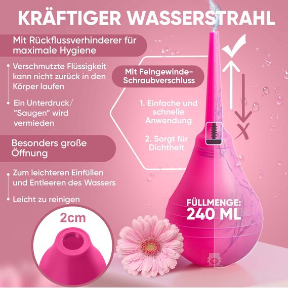 Long.Session Analdusche für Analverkehr mit Anti-Rückfluss Funktion für maximale Hygiene (240 ml), AKTIONSPREIS, Analdusche für Frau, Klistier zur Darmspülung, Intimdusche