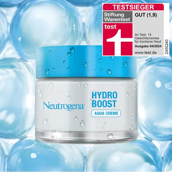Neutrogena Hydro Boost Aqua Creme, Testsieger, parfümfreie Gesichtscreme mit Hyaluronsäure, Aminosäuren, Elektrolyten und Ceramiden, intensive Gesichtspflege für glatte und geschmeidige Haut 50 ml