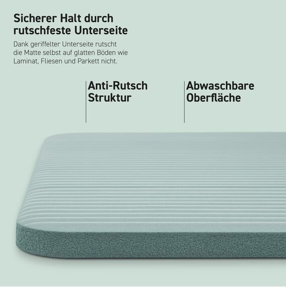 MSPORTS Gymnastikmatte Premium inkl. Tragegurt + Übungsposter + Workout App I Hautfreundliche Fitnessmatte 190 x 60 x 1,5 cm - Steingrau - Phthalatfreie Yogamatte