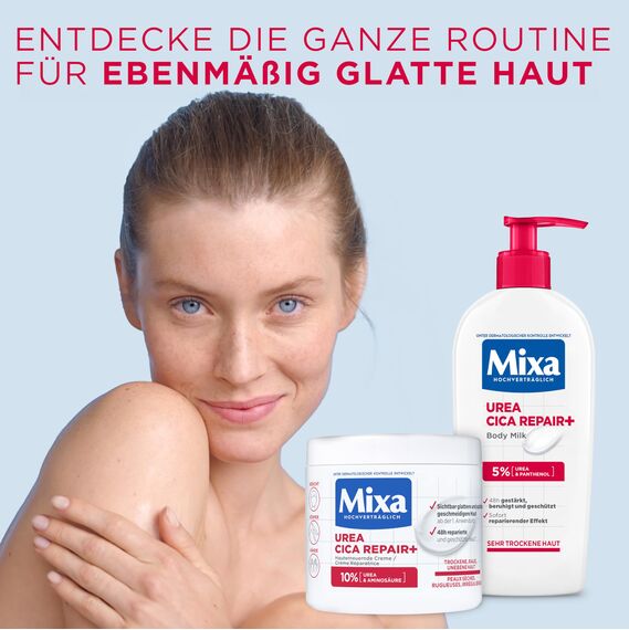 Mixa Urea hauterneuernde Creme mit Urea & Niacinamide, für trockene und raue und unebene Haut, repariert und glättet, Feuchtigkeitspflege für den Körper, Hände und Gesicht, Urea Cica Repair+, 400 ml
