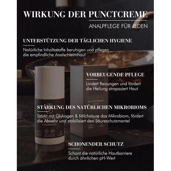 HERRENCREME Punctcreme Analpflege 30 ml I Pflegecreme für empfindlichen Analbereich I Analcreme für Männer & Frauen I Intimpflege vom Facharzt entwickelt I vegan & dermatologisch getestet