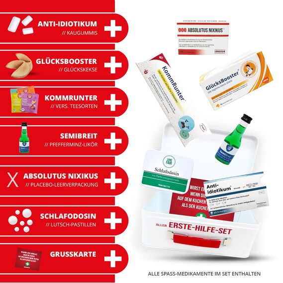 Longfair Geburtstag Geschenk | Aller-Erste Hilfe Set Geschenkbox, witziger Sanikasten | Das Original | Spaßgeschenk (ohne Altersangabe)