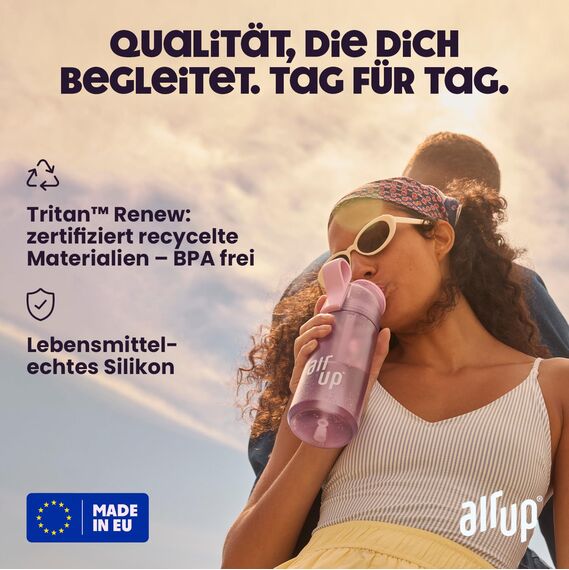 air up® Trinkflasche (600 ml) für Schule, Sport, Gym | inkl. 5 zuckerfreien Duft-Pods & Strohhalm | Wasserflasche in Lila mit Geschmack - auch für Kinder, Jungen, Mädchen | Kohlensäure-geeignet