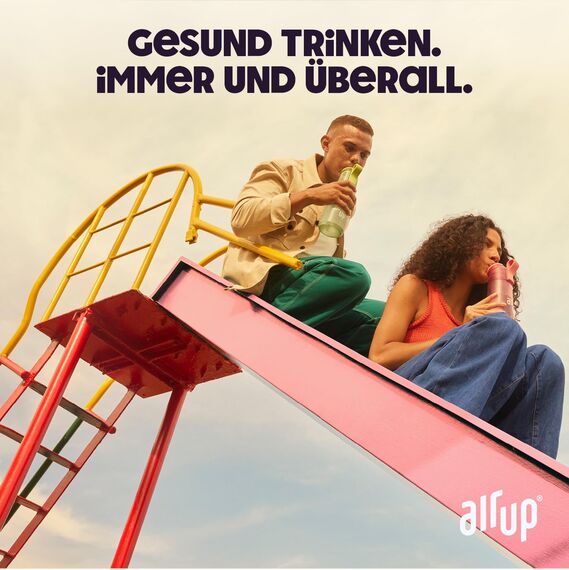 air up® Trinkflasche (600 ml) für Schule, Sport, Gym | inkl. 5 zuckerfreien Duft-Pods & Strohhalm | Wasserflasche in Lila mit Geschmack - auch für Kinder, Jungen, Mädchen | Kohlensäure-geeignet