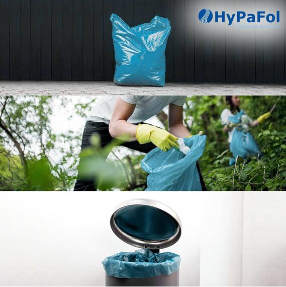 ???????????????????? ????????????????: Hypafol 100 Stück reißfeste Müllsäcke | extra starke Abfallsäcke | 10 blaue Rollen | 120 L Fassungsvolumen | stabile Müllbeutel aus umweltfreundlicher Recyclingfolie