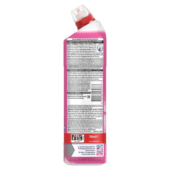 Domestos Kraft & Frische WC Gel Floral Fresh Reinigungsmittel mit frischem Blumen-Duft für hygienische Sauberkeit 750 ml 1 Stück