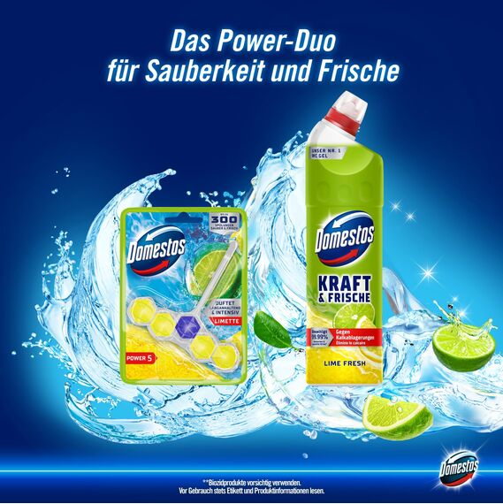 Domestos Kraft & Frische WC-Gel Lime Fresh sorgt für hygienische Sauberkeit im Badezimmer