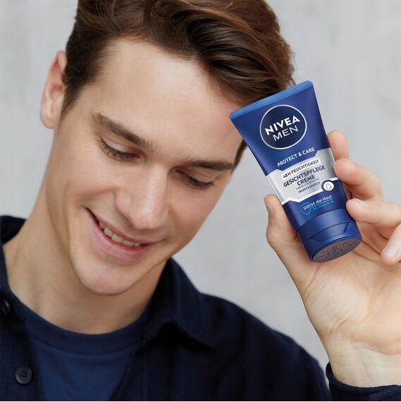 NIVEA MEN Protect & Care Gesichtspflege Creme, beruhigende Feuchtigkeitscreme für Männer, 48h feuchtigkeitsspendende Gesichtscreme mit Aloe Vera und Pro Vitamin B5 (75 ml)