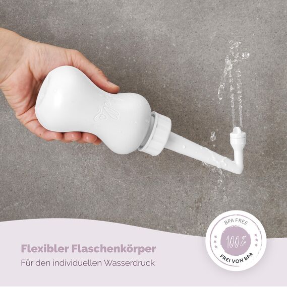 Livella Intimdusche in Weiß (400 ml) – Entwickelt in Deutschland - Für eine sanfte und hygienische Reinigung des Intimbereichs – Mehr Wohlbefinden im Wochenbett – Ideal als Reisebidet und Podusche
