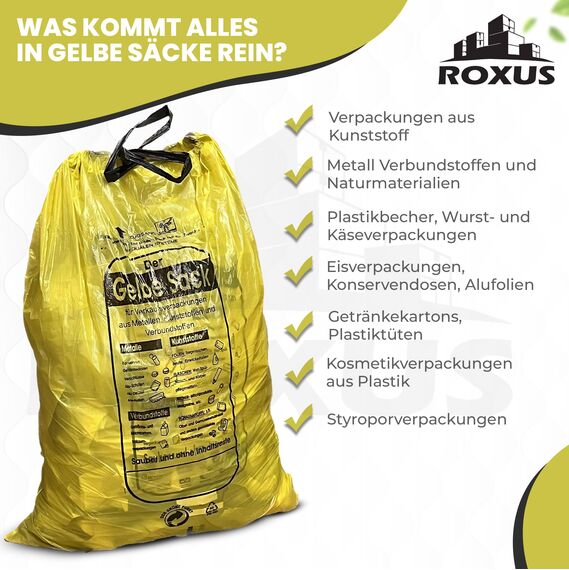 130 Stück gelbe Wertstoff- und Recycling-Müllsäcke, 90 l