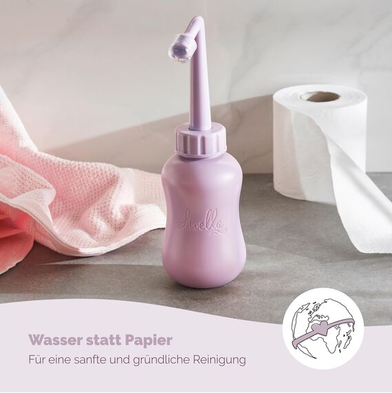 Livella | Intimdusche in Lila (400 ml) – Entwickelt in Deutschland - Für eine sanfte und hygienische Reinigung des Intimbereichs – Mehr Wohlbefinden im Wochenbett – Ideal als Reisebidet und Podusche