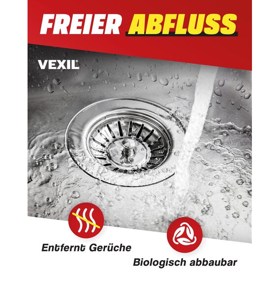 VEXIL Rohrreiniger - Profi Abflussreiniger EXTRA STARK für Extremfälle - 2x 1L Power Konzentrat löst hartnäckigste Verstopfungen wie Haare, Seifenreste, Fette - biologisch abbaubar - Made in Germany