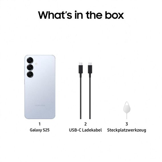 Samsung Galaxy S25 AI Smartphone mit Galaxy AI, Ohne Vertrag, Handy mit Android, 12 GB RAM, 128 GB Speicher, 50-MP-Kamera, Icyblue, 3 Jahre Herstellergarantie [Exklusiv auf Amazon]