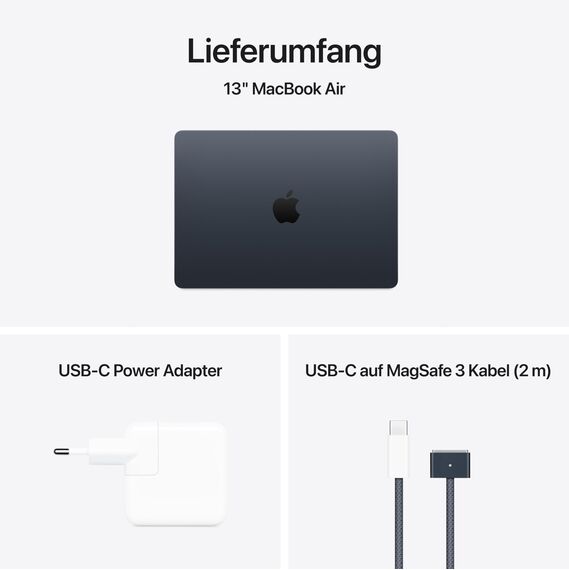 Apple MacBook Air (13", Apple M4 Chip mit 10‑Core CPU und 8‑Core GPU, 16GB Gemeinsamer Arbeitsspeicher, 256 GB) - Mitternacht