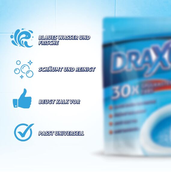 DRAXUS 30x Spülkasten Tabs I Wasserkastenwürfel für den Spülkasten im Vorratspack I WC Tabs färben das Wasser blau I Sorgen für Frische und Sauberkeit (2x Spar-Set)