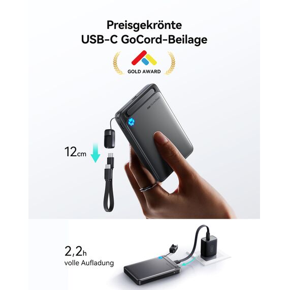 INIU für Magsafe Power Bank, Schlanksten 10000mAh Qi2-zertifiziert 15W Magnetische Powerbank, 45W Ultraschnelles Externe Handyakkus mit USB C Kabel, Powerbank mit Ständer nur für iPhone 17 16 15 14 13