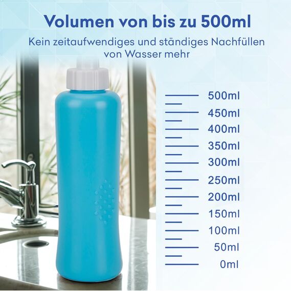 Po Dusche XL 500ml Intimdusche mit 13-Loch-Düse – Doppelt so viel Volumen wie vergleichbare Bidets – Sanfte Reinigung nach Geburt, bei Hämorrhoiden & unterwegs – Mit Beutel & Staubschutz