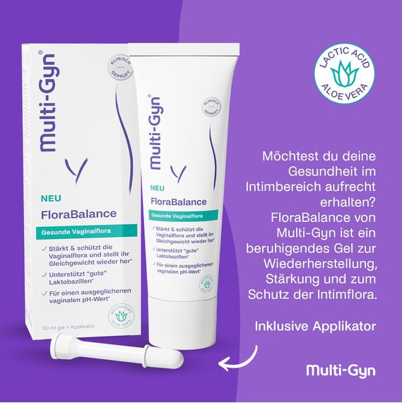 Multi-Gyn FloraBalance - Vaginalgel mit Milchsäure - Wiederherstellung, Stärkung & Schutz der Intimflora* - Optimiert den vaginalen pH-Wert - klinisch erwiesen - 50ml