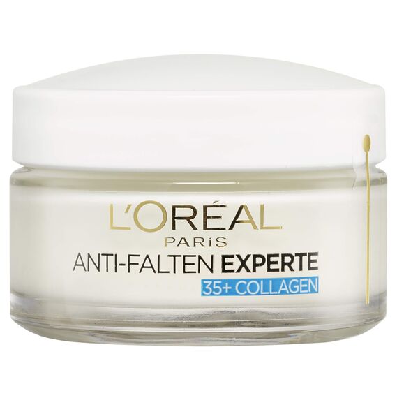 L'Oréal Paris Feuchtigkeitspflege für das Gesicht, Pflegende Anti-Aging Creme mit Kollagen Biosphären, Mildert Fältchen und spendet 24H Feuchtigkeit, Anti-Falten Experte 35+, 1 x 50ml (Packung mit 2)