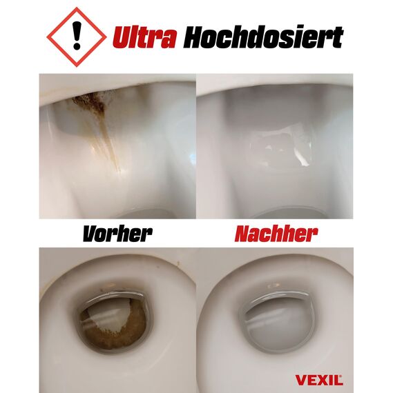 VEXIL® Urinsteinentferner EXTRA STARK - 1000 ml - entfernt mühelos hartnäckigen Urin- & Kalkstein - Profi WC-Reiniger - biologisch abbaubar - Urinsteinlöser Made in Germany