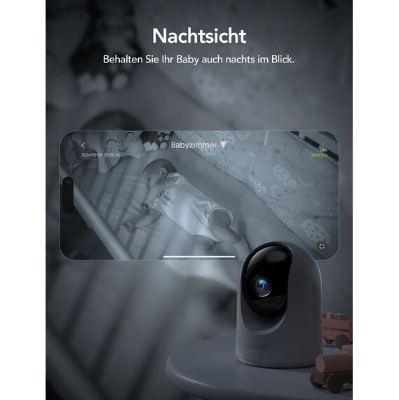 GNCC Überwachungskamera Innen - 2K Kamera Überwachung Innen, 360° WLAN Kamera Indoor mit Nachtsicht, Hundekamera mit App, Zwei-Wege-Audio, Bewegungserkennung, kompatibel mit Alexa, 2 Stück