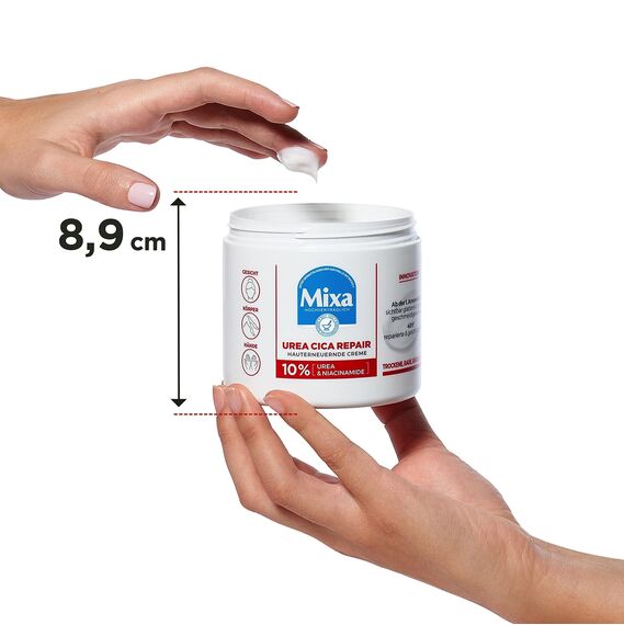 Mixa Urea Cica Repair+ Set: 3er Pack | Hauterneuernde Creme (3x400ml) | Gegen trockene, rissige & irritierte Haut | Mit Urea & Niacinamide| Für Gesicht, Körper & Hände | Zieht schnell ein