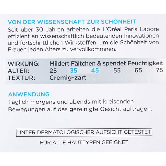 L'Oréal Paris Feuchtigkeitspflege für das Gesicht, Pflegende Anti-Aging Creme mit Kollagen Biosphären, Mildert Fältchen und spendet 24H Feuchtigkeit, Anti-Falten Experte 35+, 1 x 50ml (Packung mit 2)