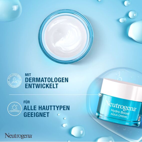 Neutrogena Hydro Boost Gesichtscreme Aqua mit Hyaluron ölfrei und parfümfrei für trockene Haut, 50 ml (Packung mit 2)