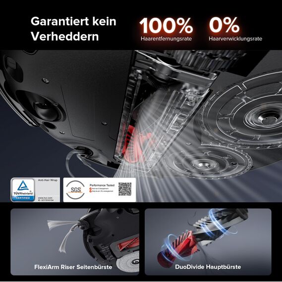 roborock Saros 10R Saugroboter mit Wischfunktion&angebbarem Wischmopp, 22,000 Pa, 7,98cm Ultra-Slim Design, StarSight System 2.0, Zero-Tangle System