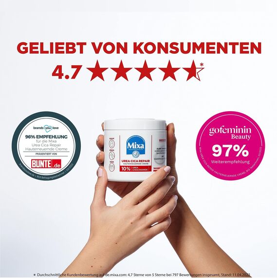 Mixa Urea Cica Repair+ Set: 3er Pack | Hauterneuernde Creme (3x400ml) | Gegen trockene, rissige & irritierte Haut | Mit Urea & Niacinamide| Für Gesicht, Körper & Hände | Zieht schnell ein
