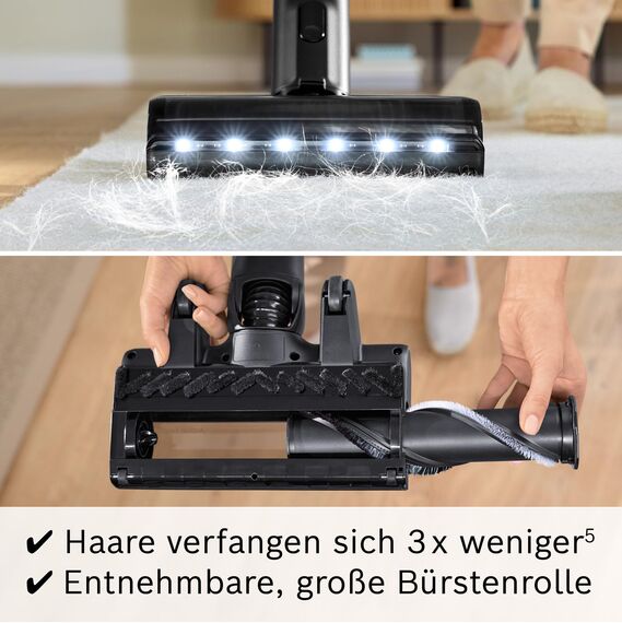 Bosch Akku-Staubsauger Unlimited 10 BKS1041RHF, kabellos, MicroClean Technology, TFT-Display, Staubkomprimierung, HEPA-Filtersystem, Knickrohr, 10 Jahre Motorgarantie, 4.0 Ah Akku, LED-Licht, rosé