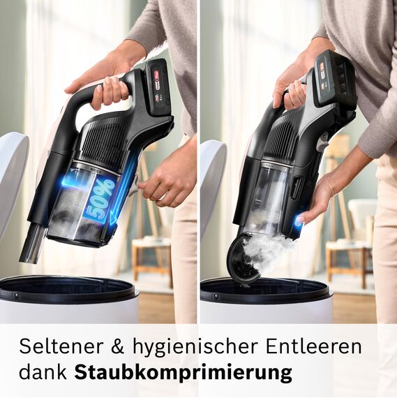 Bosch Akku-Staubsauger Unlimited 10 BKS1041RHF, kabellos, MicroClean Technology, TFT-Display, Staubkomprimierung, HEPA-Filtersystem, Knickrohr, 10 Jahre Motorgarantie, 4.0 Ah Akku, LED-Licht, rosé