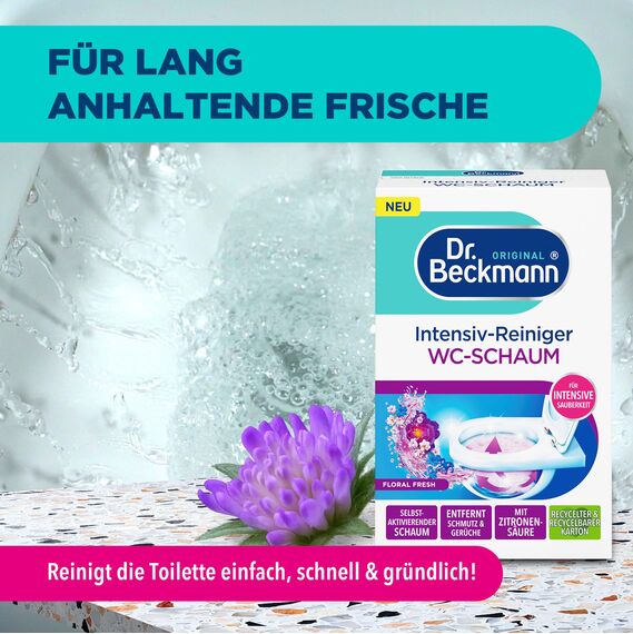 Dr. Beckmann Intensiv - Reiniger Wc-Schaum | Selbstaktivierender Schaum 3x 100 g | Floral Fresh