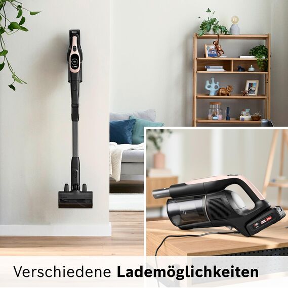 Bosch Akku-Staubsauger Unlimited 10 BKS1041RHF, kabellos, MicroClean Technology, TFT-Display, Staubkomprimierung, HEPA-Filtersystem, Knickrohr, 10 Jahre Motorgarantie, 4.0 Ah Akku, LED-Licht, rosé