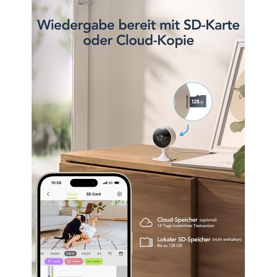 GNCC 4-Pack GC3 überwachungskamera Innen mit Nachtsicht, 1080P HD WLAN Indoor Kamera, Zwei-Wege-Audio, PIR Bewegungserkennung, mit Alexa & Google Home, 2.4Ghz WiFi, Cloud-Abonnement & SD Speicher