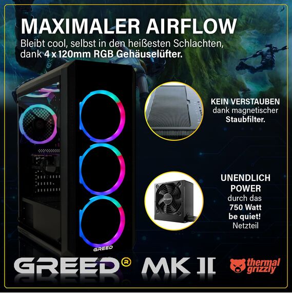 Greed® MK2 - High End Gaming PC - AMD Ryzen 7 5700X & Nvidia Geforce RTX 5060 - Ultra Schneller RGB Computer + 4K Raytracing Rechner mit 4,6 GHZ - 32 GB DDR4 RAM - 1TB SSD - WLAN + W11 Pro