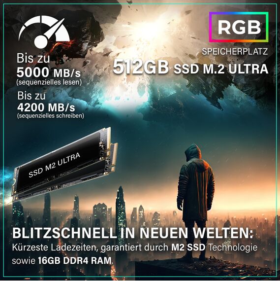 Greed® MK2 Lite - Entry Gaming PC mit AMD Ryzen 5 4600G + Radeon Vega 7 - Ultra Schneller RGB Computer + 4K Raytracing Rechner mit 4,2 GHZ - 16 GB DDR4 RAM - 512 GB SSD - WLAN + W11 Pro