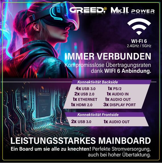 Greed® MK2 Power - High End Gaming PC - Intel Core i7-12700F + Nvidia Geforce RTX 5060Ti - Schneller RGB Computer + 4K Raytracing Rechner mit 4,9 GHZ - 32GB DDR4 RAM - 1TB SSD - WLAN + W11 Pro