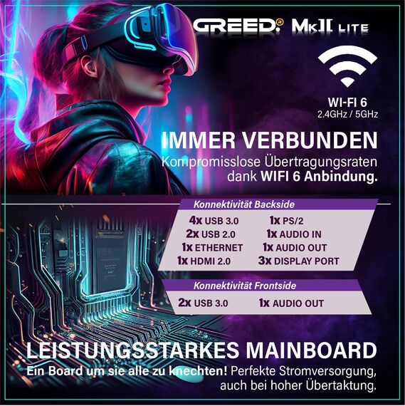 Greed® MK2 Lite - Entry Gaming PC mit Intel Core i5 10400F + Nvidia Geforce RTX 3050 - Ultra Schneller RGB Computer + 4K Raytracing Rechner mit 4,30 GHZ - 16 GB DDR4 RAM - 512 GB SSD - WLAN + W11 Pro