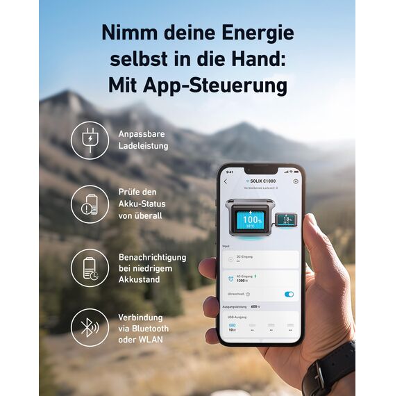 Anker SOLIX C1000 Tragbare Powerstation mit BP1000 Erweiterungsakku, 1800W Solargenerator, Aufladung in 58 Min., 2112Wh LiFePO4-Akku für Outdoor, Camping und Stromreserve Zuhause (Solarpanel optional)