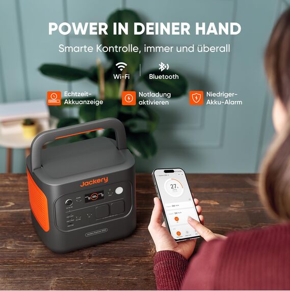 Jackery 2000 v2 Tragbare Powerstation mit 2 * 100W Solarpanel, 2042Wh Solargenerator mit 2200W Ausgang, LiFePO4 Batterie Schnellladung für Camping, Wohnmobil, Off-Grid