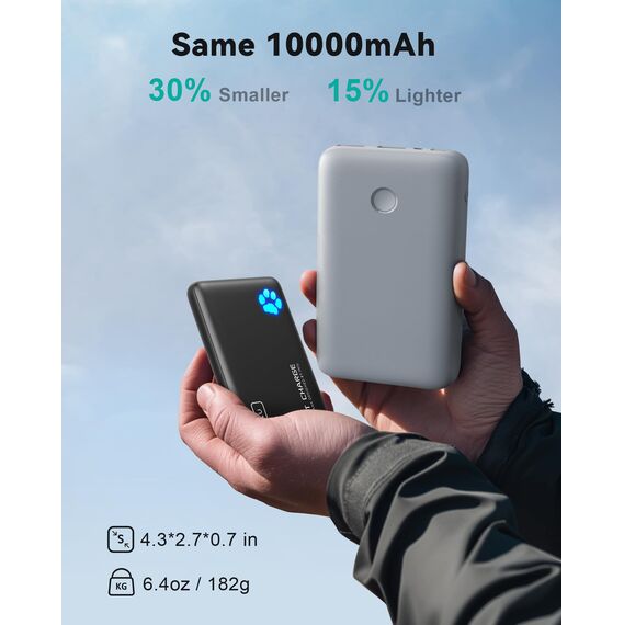INIU Tragbares Ladegerät, 45W PD Powerbank Schnellladung, Ultra Slim 10000mAh USB C In&Out Akku Pack, Handy Tragbare Powerbanks Kompatibel mit iPhone 17 16 15 Samsung S22 S21 Google iPad usw